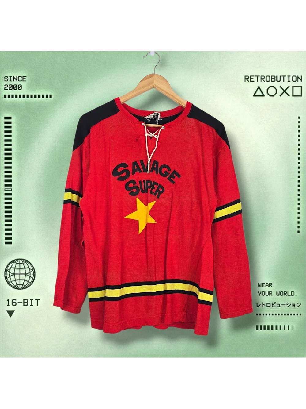 Vintage 50s 60s  Savage Super Jersey Shirt Red Size M